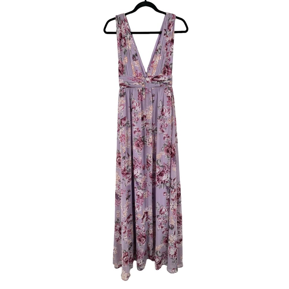 LuLus Dress Garden Meandering Floral Chiffon gown purple X-Small XS - Picture 4 of 7